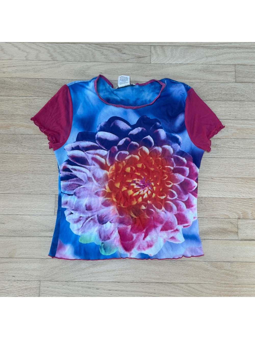 Y2K dual mesh floral top by wrap